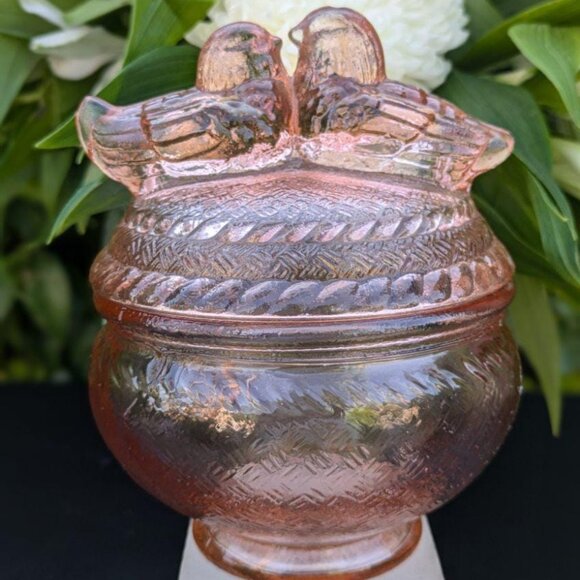 Other - Vintage Pink Depression Glass Lidded Trinket or Candy Dish